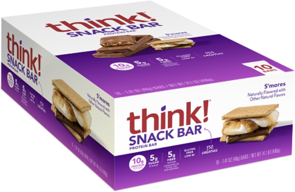 Düşün! Fiber Snack Bars için Chicory Root ile Protein Barlar, 1.4 Oz