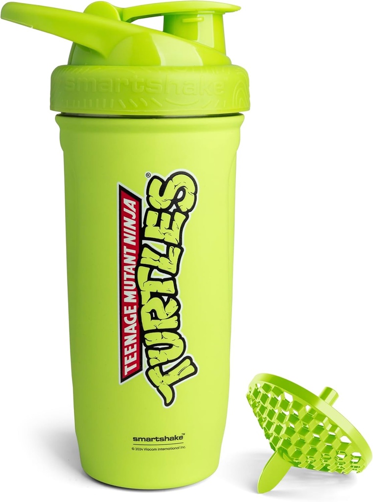 Smartshake TMNT Reforce Paslanmaz Çelik Protein Shaker Şişe - Az önce Uniseks Spor | Metal Shaker Şişeler - 900 ml | 30 oz - Leakproof Vida-on Lid - BPA Free | (Light Green)