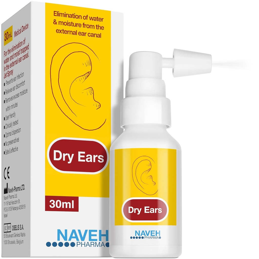 NAVEH PHARMA Kuru Ears -Swimmers Ear Drops yapıştırıcısı - Mayomers Yetişkinler ve Çocuklar/Remove Water Trapped in Ears and prevent Pain, Enfeksiyon ve İşitme kaybı (1 Fl Oz)