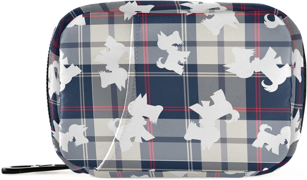Plaid İskoç Köpek Pill Box 7 Günlük Pill Case Travel Pill Organizer Bag with diamond Weekly Case Compact Boyut for Vitamin Supplement Sahibi