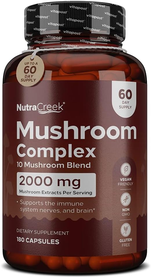 Mushroom Kompleksi | Cordyceps Mushroom, Reishi, Shiitake, Maitake ve Lions Mane Supplement. 10Mushroom Supplement Your Mind and Body | 180 Mushroom Capsules