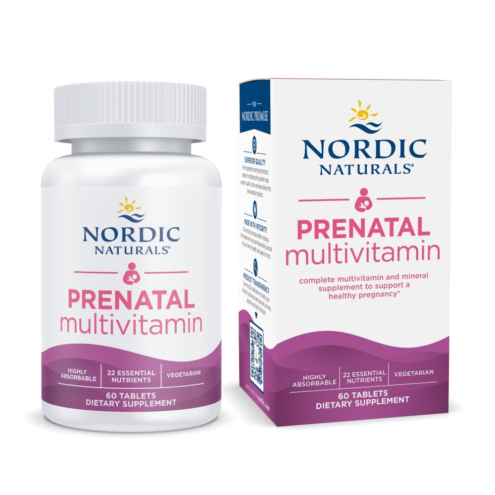 Kadınlar için İskandinav Doğalları Prenatal Multivitamin - Daily Vegetarian Prenatal Vitaminler - 22 Essential Nutrients, Including B6, Folate, ve Iron - 60 Tablet - 30 Hizmet