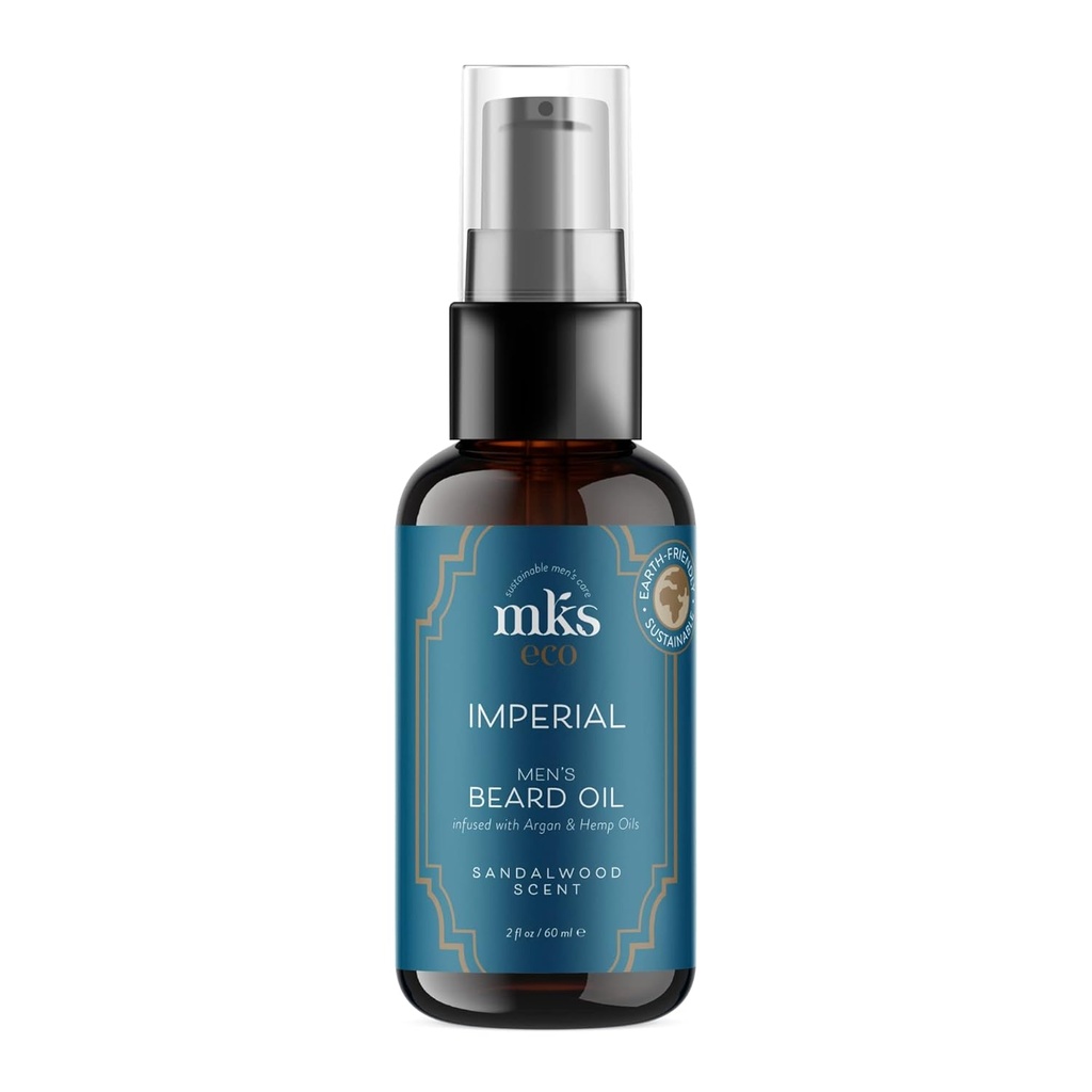Men Imperial Beard Oil, Sandalwood Scent - 2 fl oz - Calms & Controls Face Hair, Adds Shine, Moisturizes Skin - Hemp Seed Oil & Argan Oil - Vegan, Cruelty Free Free