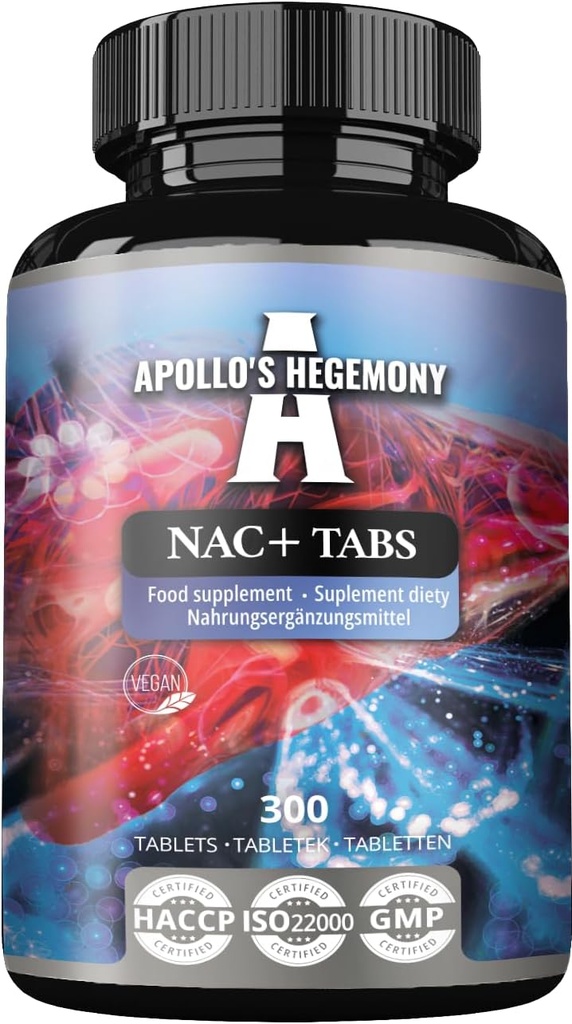 APOLLO'S HEGEMONY NAC+ 150 mg - N- Acetyl L- Cysteine και Artichoke Extract, 300 Vegan Tablets, 1200 Servings, Amino Acid Dietary Supplement, Supports Detox and Liver Health
