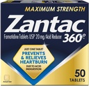 Zantac 360 maksimum Güçlü Tabletler, 50 Kont, Heartburn Önleme ve Yardım, 20 mg Tabletler