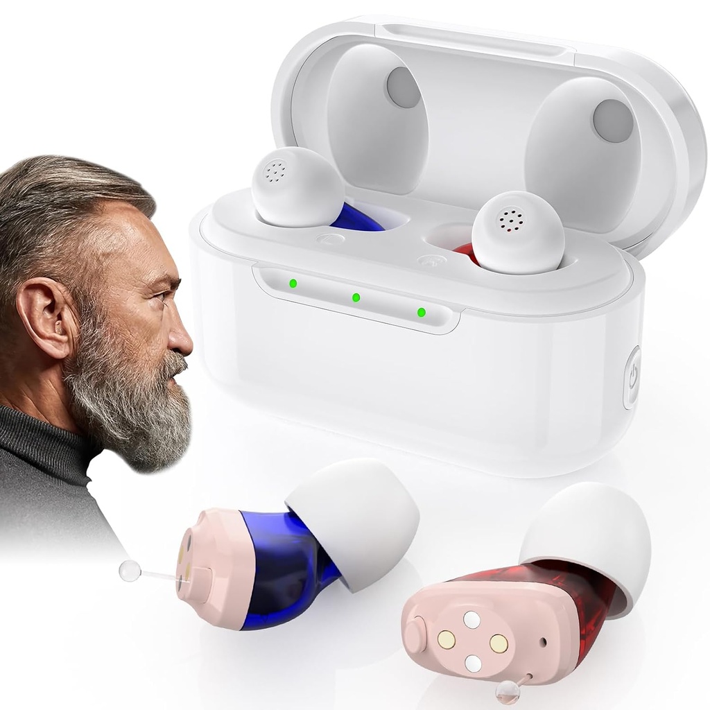 Isıtmalı OTC İşitme Aids for Seniors - 16 Channels & 4 Modes Duyucu with Gürültü Cancelling, Invisible In-Ear Device with Şarj Case for Adult In-Ear Device