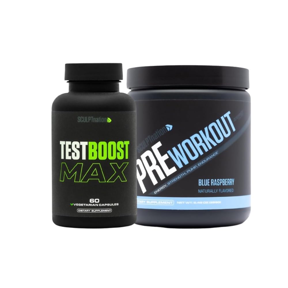 Sculpt Nation by V Shred Test Boost Max and Pre Workout Blue Raspberry Toz Paket
