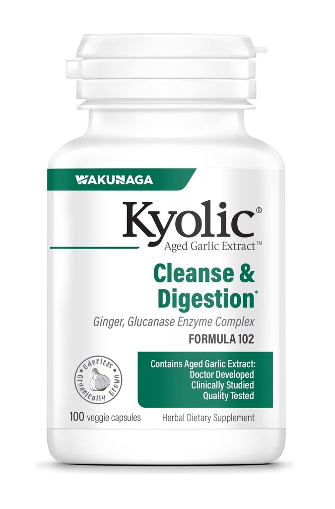 Kyolic Aged, Extract Formula 102, Cleanse & Digestion, Ginger ve Enzyme Kompleksi, 100 Capsules
