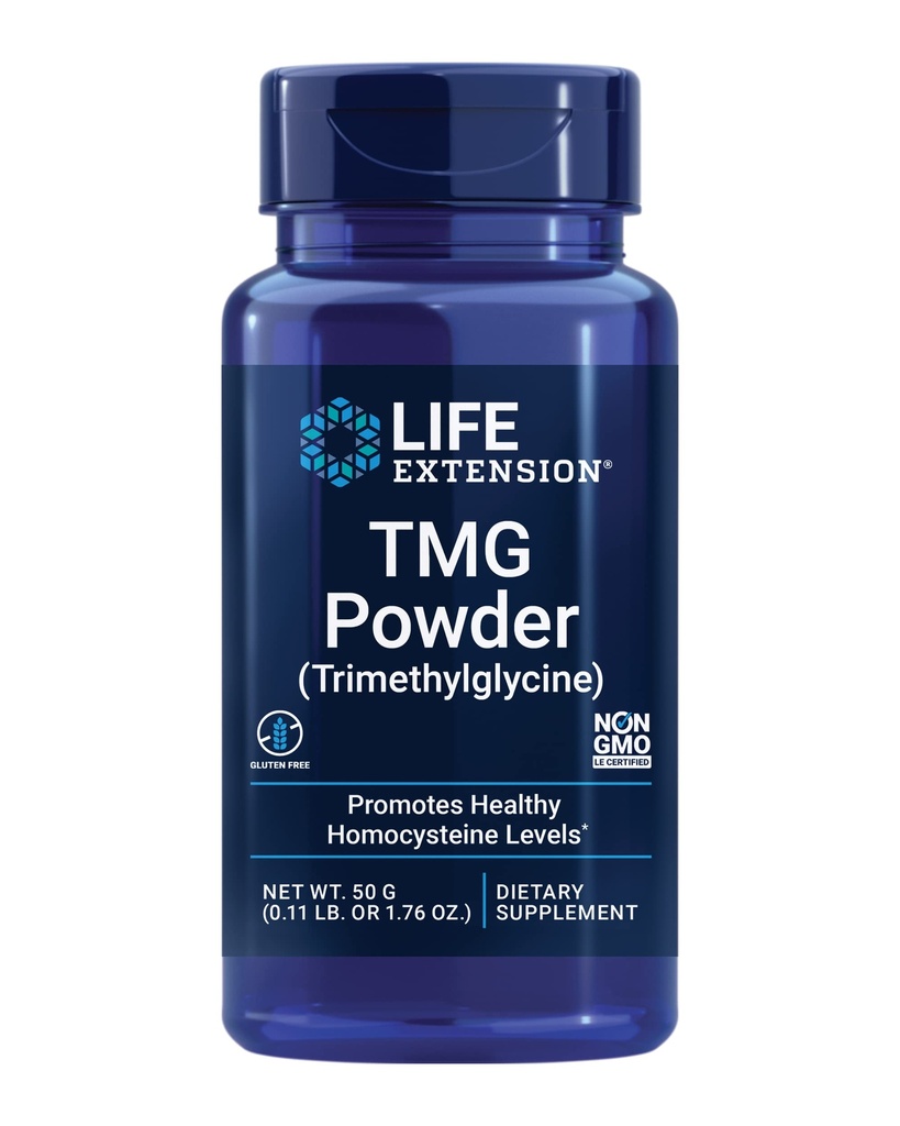 Επέκταση ζωής TMG σκόνη – Trimethylglycine – Βοηθά στη διατήρηση των φυσιολογικών επιπέδων Homocysteine, Heart Health – Χωρίς γλουτένη, μη-GMO, χορτοφάγους – Καθαρό Wt. 50 g (0.11 lb. ή 1.76 oz.)