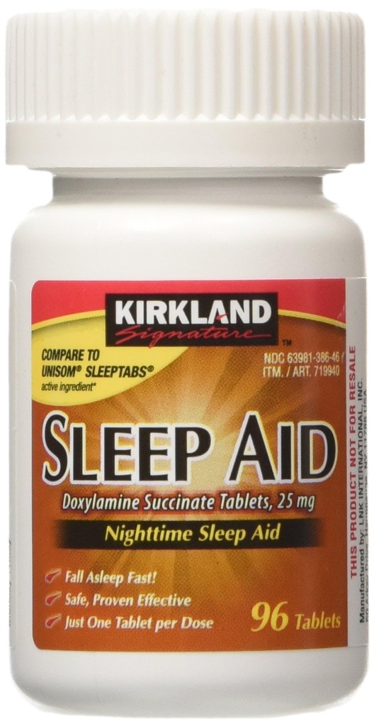 Kirkland Signature Sleep Aid Doxylamine Succinate 25 Mg, 96-Count (1 Şişe) Nighttime Sleep Aid