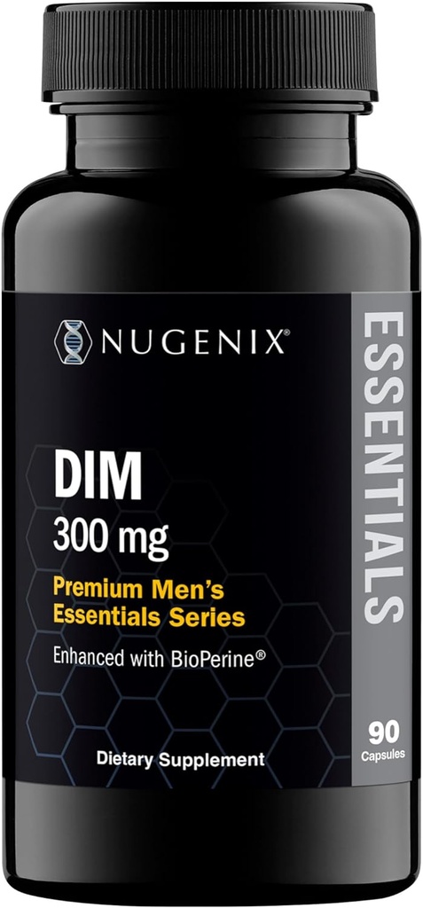 Nugenix Essentials DIM Supplement 305 mg Diindolylmethane & BioPerine for Hormon Dengesi, 90 Capsules