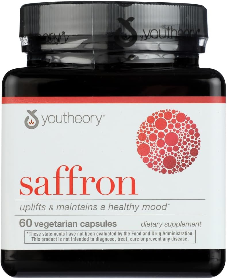 Youtheory Saffron Advanced Dietary Supplement, Αυξάνει τη διάθεση και τη διανοητική εστίαση, 60 κάψουλες