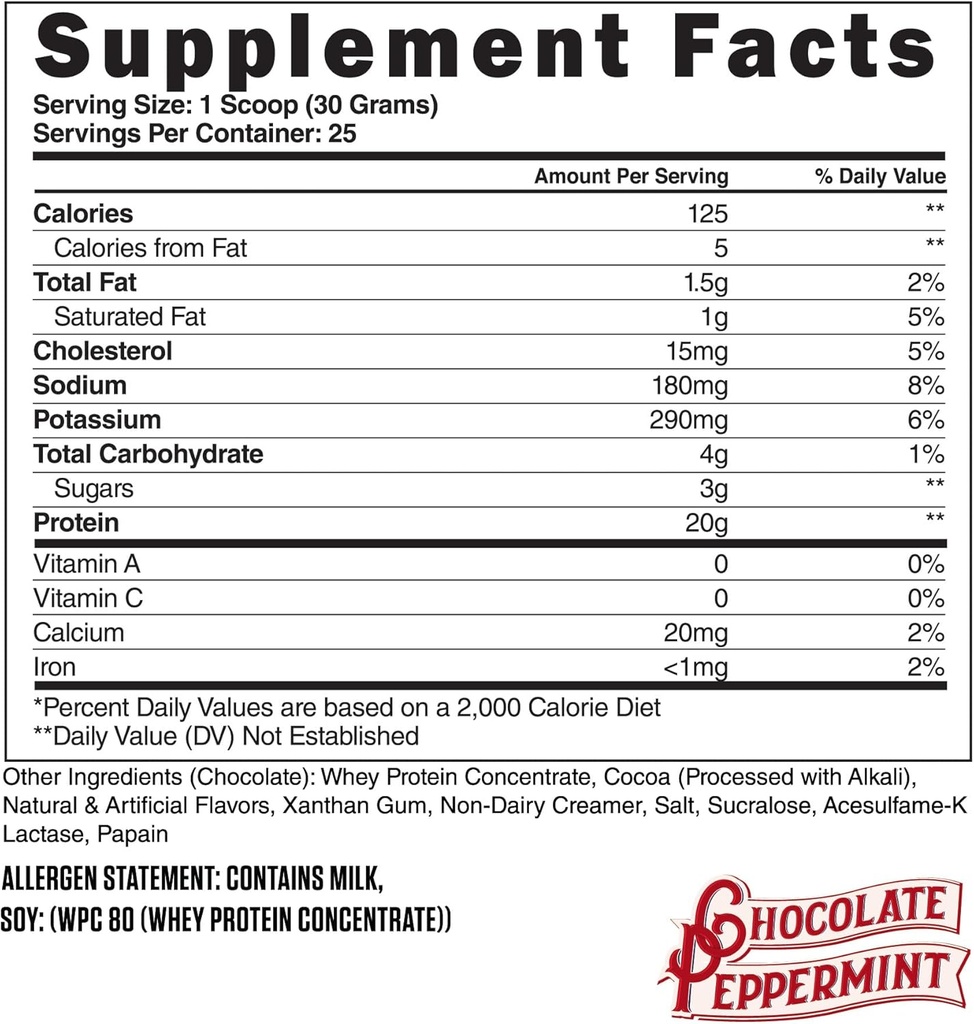 Steel Supplements Whey-Pro | 100% Pure Whey protein Toz for Men and Women | Chocolate Peppermint | Muscle Gain & Lean Muscle Recovery | Gluten Free | 1.65 lbs | BCAA 5g | Non-GMO | 25 Servisler