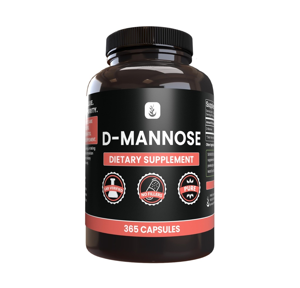 ΑΝΩΤΑΤΑ ΑΡΧΙΚΑ ΣΥΣΤΑΤΙΚΑ D- Mannose (365 Κάψουλες) Όχι Μαγνήσιο ή Ρύζι Fillers, Πάντα καθαρό, Εργαστήριο Επαληθευμένο