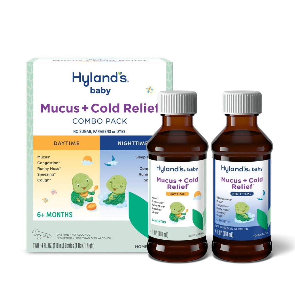 Hyland'ın Bebek Mucus ve Soğuk Yardım, Gün ve Gece Değer Paketi, Bebek ve Bebek Soğuk Tıp, Decongestant And Cough Relief, 8 Fl Oz