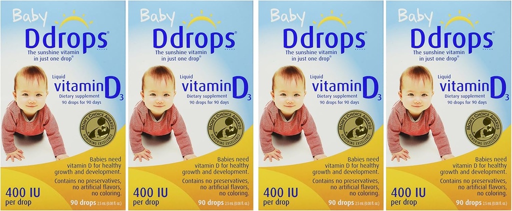 Drops Baby 400 Iu 90 σταγόνες 0,08 ρευστή ουγγιά (4 συσκευασία)