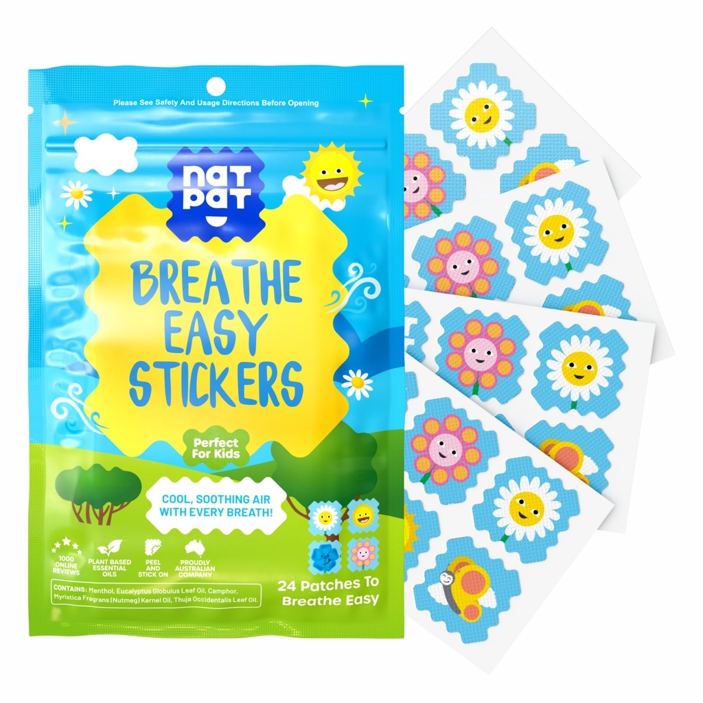 NATPAT Breathe Easy Manuals - Çocuklar ve Yetişkinler için Şeyler - Congestion, Chemical and Drug Free - BuzzPatch Natural Patch (24 Pack)