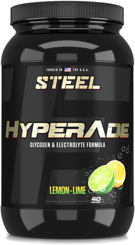 Steel Supplements Hyperade | Advanced Hydration Toz w/Fast Absorbing Electrolytes & Glycogen Formula for Quick Replenishment of Energy & Recovery | Pre/Intra/Post Workout (Lemon-Lime)