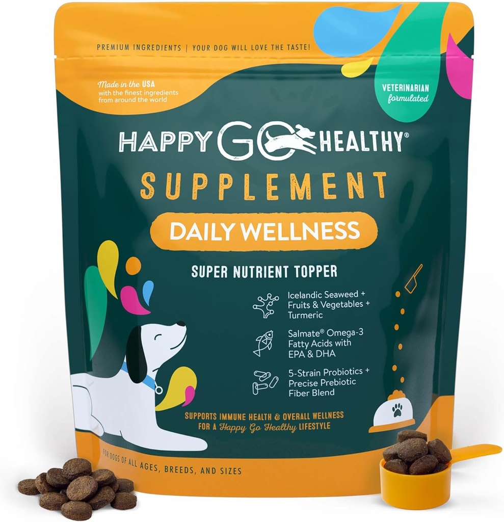 Köpekler için günlük Wellness Supplements | Probiyotik & Prebiyotik Faydaları Fish Oil & Seaweed to Keep Your Dog Beaming All Day Long | All Breeds and Dimensions | 120