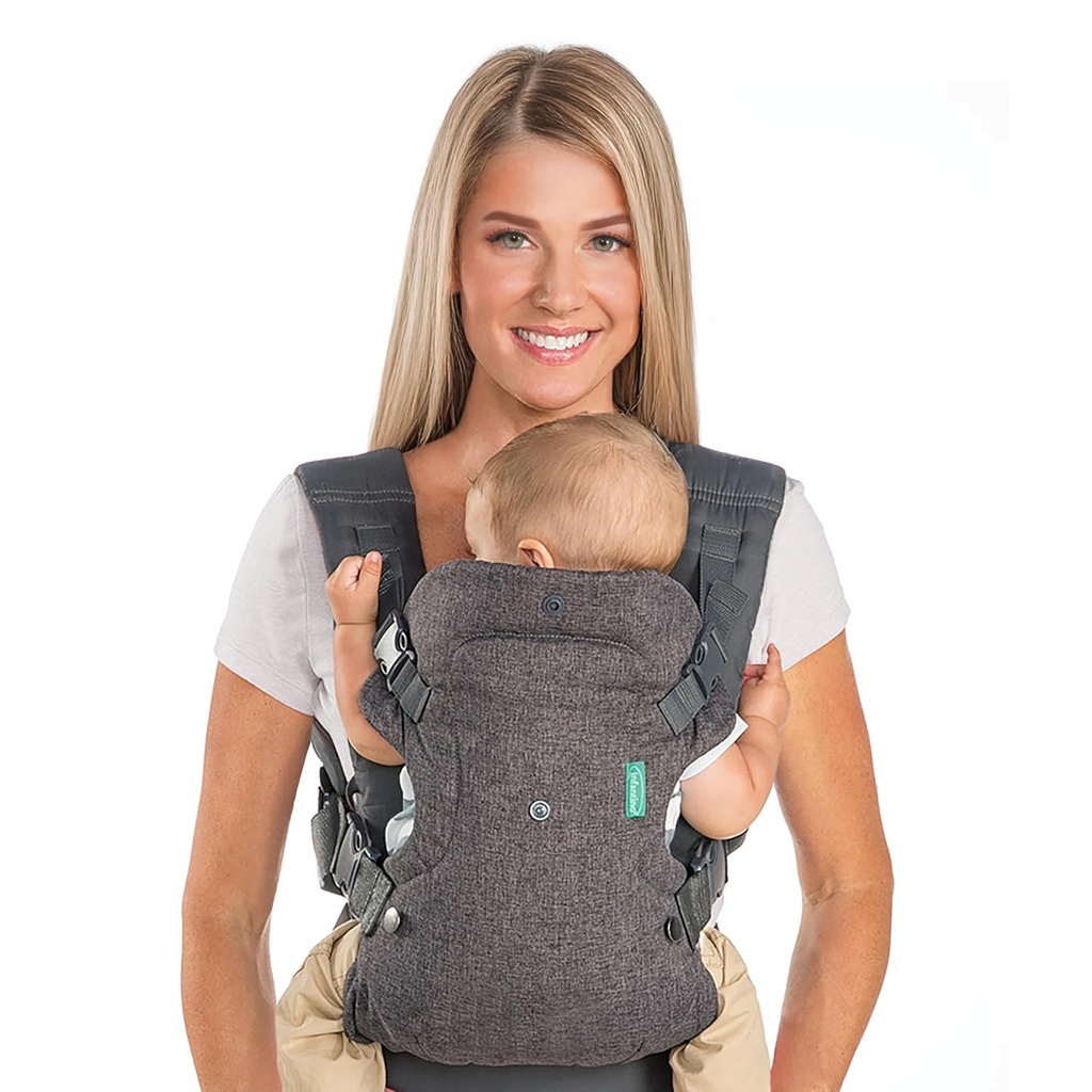 Infantino Flip 4-in-1 Convertible Baby Carrier, Atıcı, Ergonomik Bebek giyim, Kayıt Esası, Yeni doğan için Bebek Taşıyıcısı, Gray Carrier