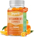 B1 Vitamin Gummies 500 mg, Yetişkinler için Chewable Thiamine B1 Supplement, 600 mgelli Citrate, Support Nervous System, Vegan, Natural Orange Flavor