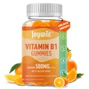B1 Vitamin Gummies 500 mg, Yetişkinler için Chewable Thiamine B1 Supplement, 600 mgelli Citrate, Support Nervous System, Vegan, Natural Orange Flavor
