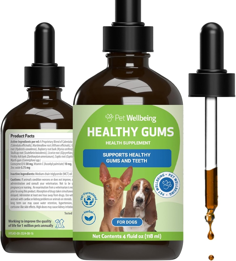 Köpekler için Kırmızı Gums - Gums & Dental Health, Oral Care, Sağlıklı Nefes, Coenzyme Q10, çinko Oksit, Calendula, Marshm Root - Veterinarian-Former Holistic Topical 4 oz (118 ml)