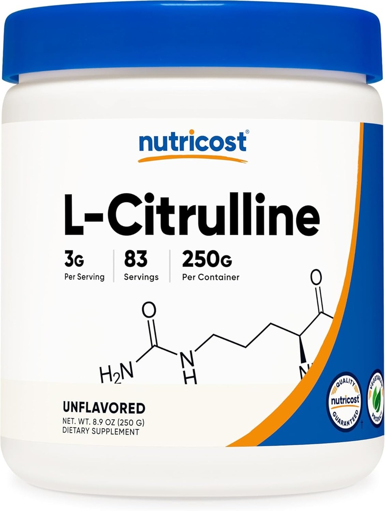 Nutricost Pure L-Citrulline (Base) Toz 250 Grams