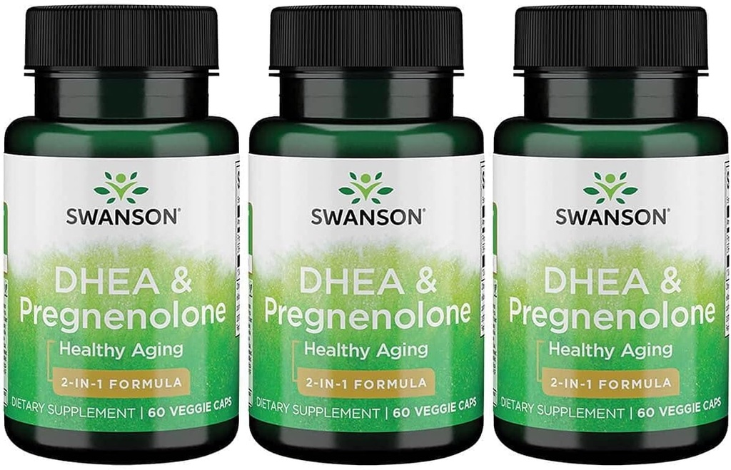 Swanson Dhea ve Pregnenolone Kompleks 60 Veg Capsules (3 Pack)