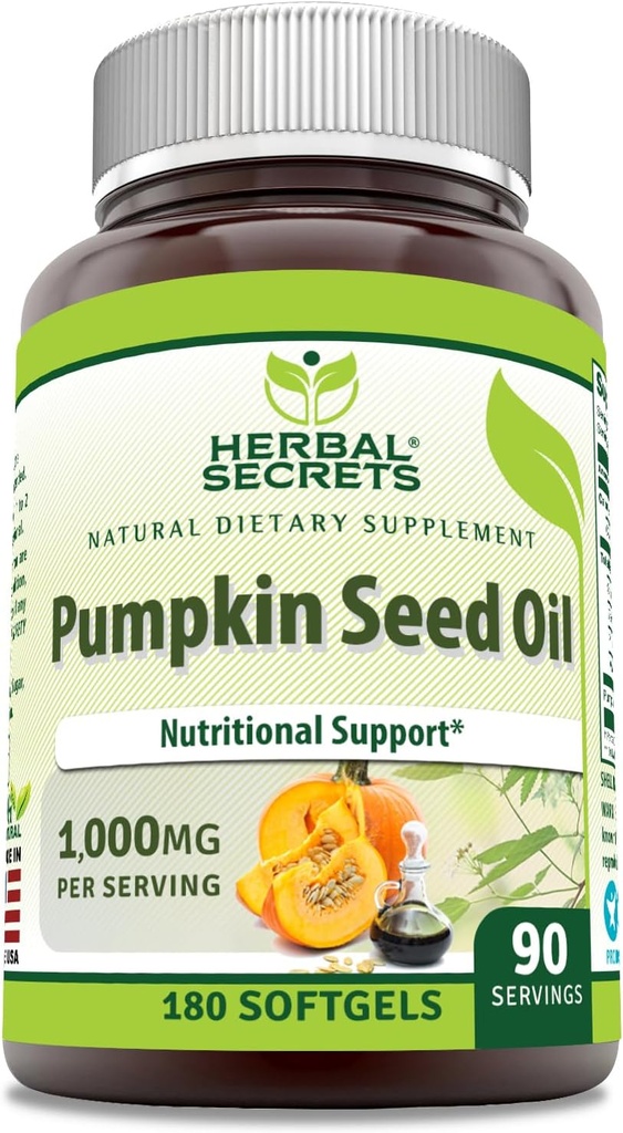 Herbal Sırları Kabak Yağı 1000 Mg Supplement | 180 Softgels | Non-GMO | Gluten Free | Made in USA