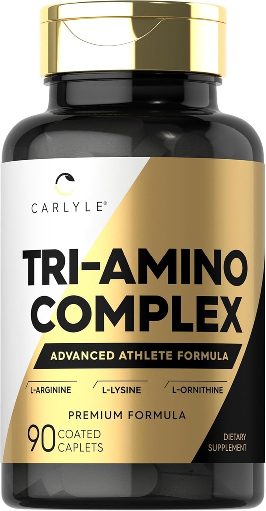 Carlyle Tri-Amino L-Arginine L-Ornithine L-Lysine Supplement | 90 Caplets | Vegetarian, Non-GMO, Gluten Free