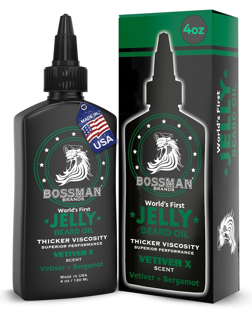 Patronman Jelly Beard Oil for Men (4 oz, Vetiver X Scent) – Softens, Moisturizes & Conditions with Natural Materialsss