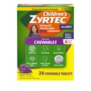 Zyrtec Çocuk Dye-Free Chewables for 24 Saat Antihistamin Tabletleri, Çocuk Antihistamin Tabletleri, Çocuk Antihistamin Tabletleri, Çocuk Antihistaminasyon & Itchy Throat, Grape, 24 ct