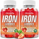 Iron Gummies για γυναίκες, άνδρες και παιδιά, συμπλήρωμα σιδήρου χωρίς ζάχαρη με ασβέστιο, ψευδάργυρο, φολικό & βιταμίνη B12, C, B6 - για κτίριο αίματος & την ενεργειακή υποστήριξη, αναιμία, φράουλα, 120 κόμης