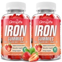 Kadınlar için Demir Gummies, Erkekler ve Çocuklar, Şeker Free Iron Supplement, Kalsiyum, çinko, Folate & Vitamin B12, C, B6 - Blood Building & Energy Support, Anemi, Strawberry, 120 Count