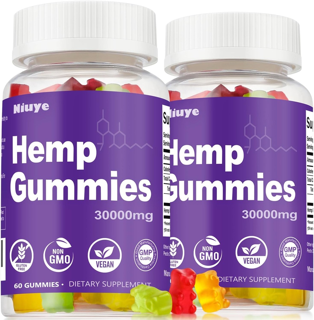 2-Pack Hemp Gummies Ekstra Güçlü - 30.000 mg Yüksek Potency - Omega 3-6-9'da Zengin - Hemp Oil ile Infüzyon - 3rd-Party Tested - ABD'de Made in USA