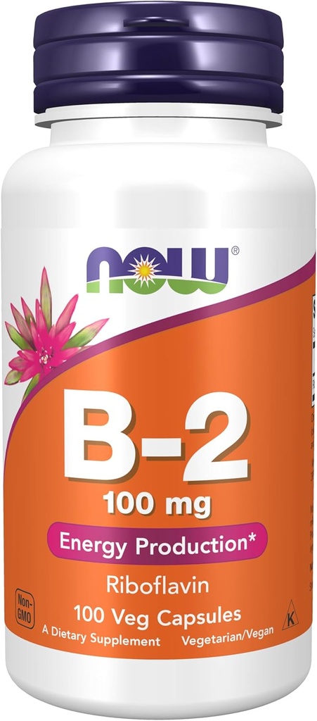 Şimdi Gıdalar Tamamlar, B-2 (Riboflavin) 100 mg, Enerji Üretimi*, 100 Veg Capsules
