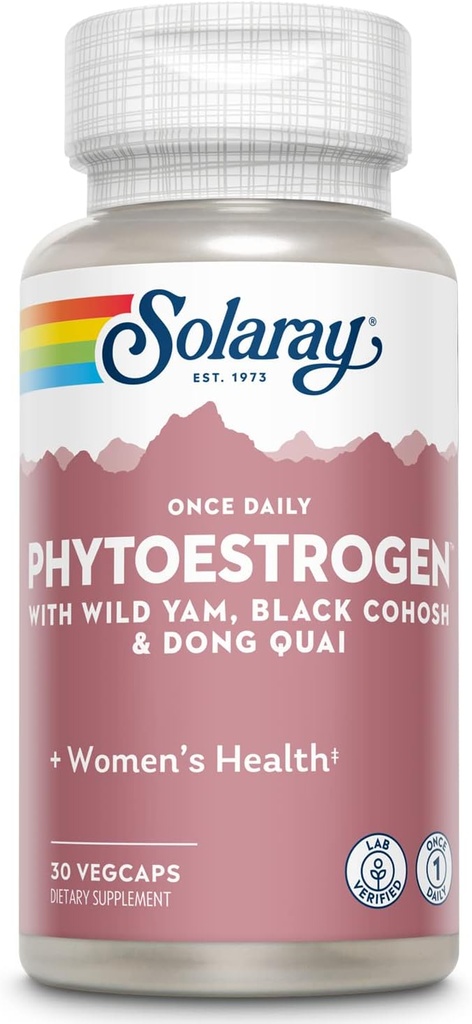 SOLARAY Günlük Phytoestrogen - Siyah Cohosh, Dong Quai, Wild Yam, Soy Isoflavones - Women's Health Support - 60 Günlük Garanti, 30 Hizmet, 30 VegCaps