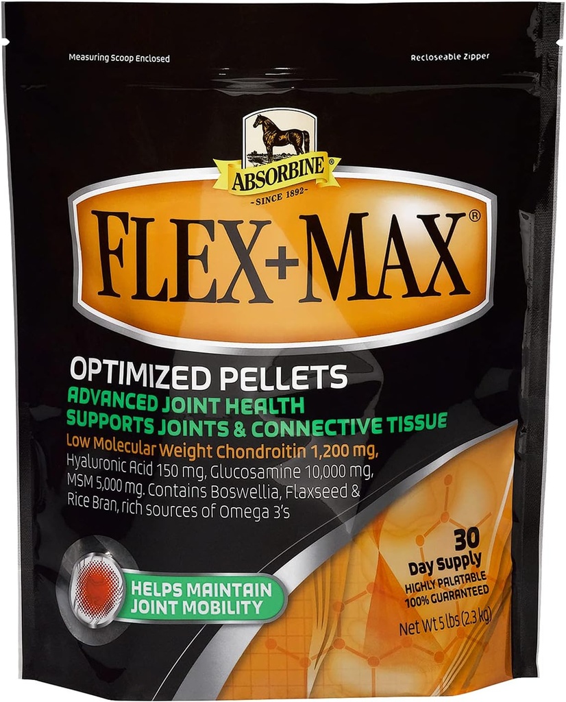 Absorbine Flex+Max At Ortak SupplementkWs, Highly Palatable, Comprehensive Equine Formula with Glucosamine, MSM, Chondroitin & Flaxseed, 5lb Bag / 30 Day Supply