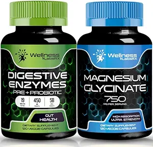 WELLNESS LABSRX Probiyotik ve Prebiyotiklerle Enzymes | Magnezyum Glycinate Capsules