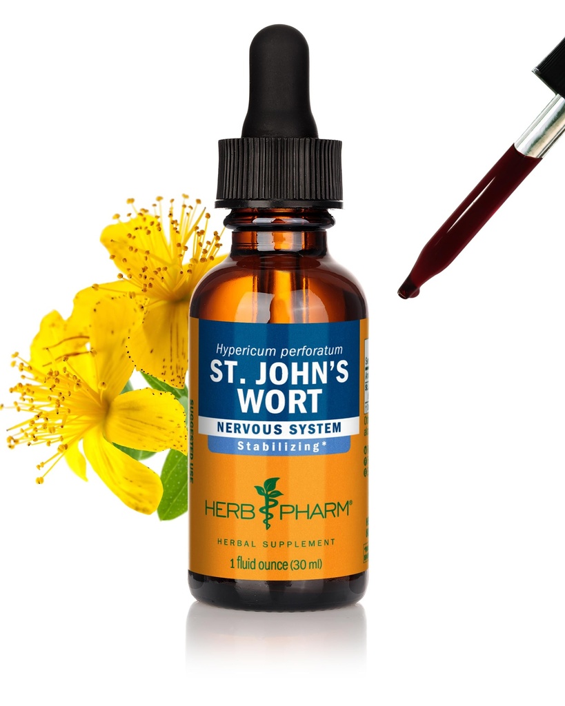 Herb Phar St. John's Wort Liquid Extract for Pozitif Mood and Duygusal Denge, Cane Alkol, 1 Ounce