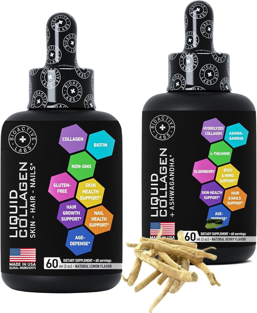 Biotin ve Sıvı Collagen ile birlikte Ashwagandha Saç Büyümesi için Geragen, Skin Glow, Nails