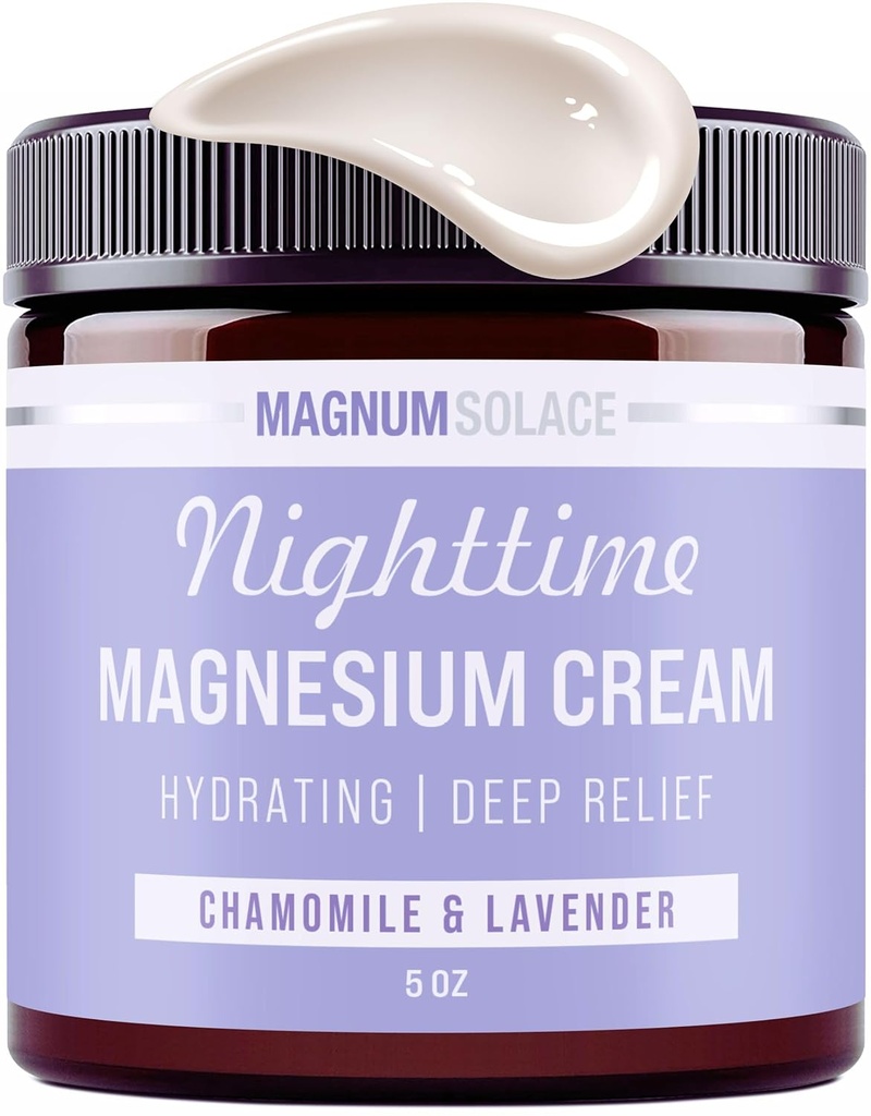 Magnesium Lotion – Nighttime Magnesium Cream – Apply to Legs, Arms or Chest - Topical Magnesium Chloride – USA Made and Safe for Kids (Chamomile Lavender)