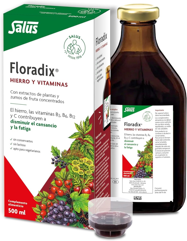Χλωρίδα, Floradix σιδήρου + βότανα, φυσικό συμπλήρωμα υγρού σιδήρου, 17 fl ουγγιά (500 ML)