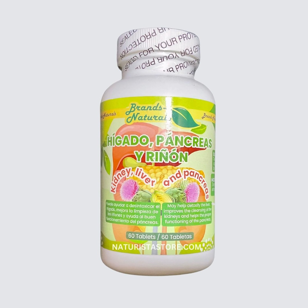 Genric Brands Naturals Kidney Liver & Pancreas (Higado Pancreas Y Rinones) 60 Tabs