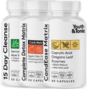 CandEase Matrix Pills & Colon Cleanser & Complete Detox Matrix Fast Kit Bundle 3pk | Caprylic Acid Oregano Protease & Cellulase Enzymes Laxatives ACV Chromium & 100 Bil CFU/g Digestive probiotics