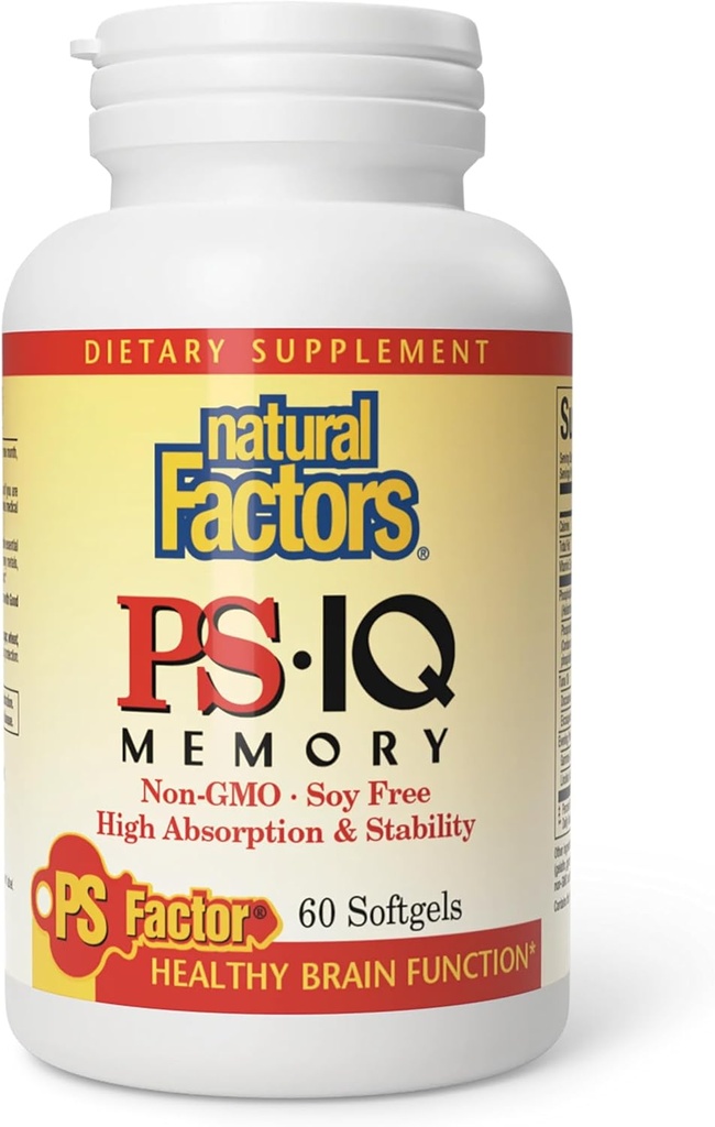 Doğal Faktörler - PS-IQ Memory 25mg, Sağlıklı Beyin Fonksiyonlarını Destekler, 60 Soft Gels