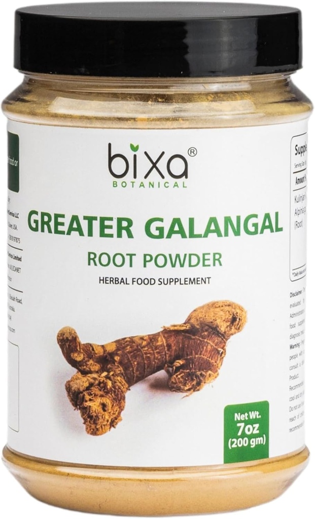 Bixa BOTANICAL Greater Galangal Root Toz | Alpinia Galanga (injan) | Soups & Cooking | Ayurvedic Herbal Supplement, Kosher, Steam Tedavi Edildi, Non-GMO, Vegan,% 100 Pure | 200g / 7oz