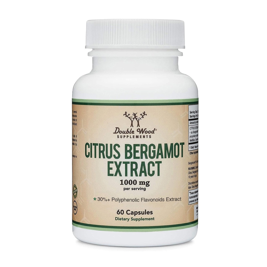 Citrus Bergamot Supplement, 1000mg, 60 Κάψουλες - Υποστηρίζει Υγιή Χοληστερόλη & Τριγλυκερίδια - 1.000mg Εξυπηρετήσεις (Bergamonte Standardization) by Double Wood
