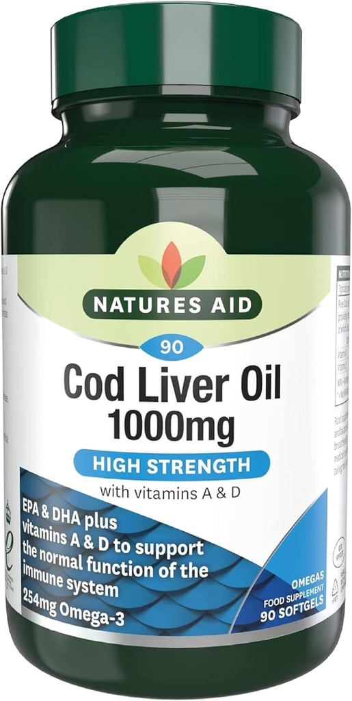 Cod Liver Oil (High Strength) 1000 mg 90 Softgels